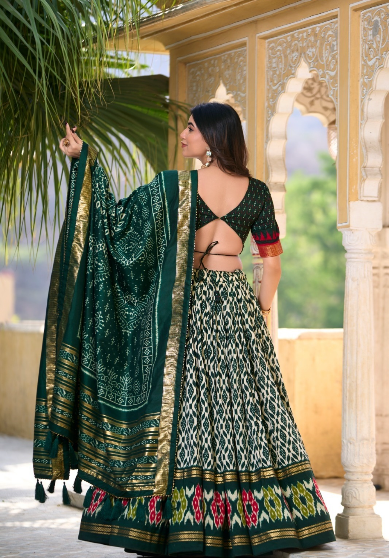 Tussar Silk Foil Printed Designed Lehenga